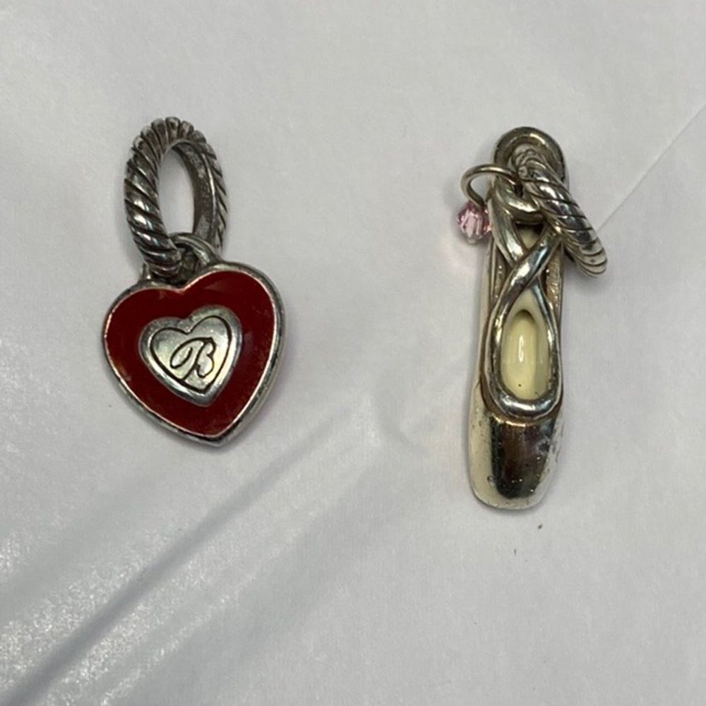 BRIGHTON red heart and silver ballet slipper Charms‎ 2 pack